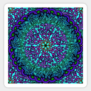 Filigree Mandala Ocean Blue Sticker